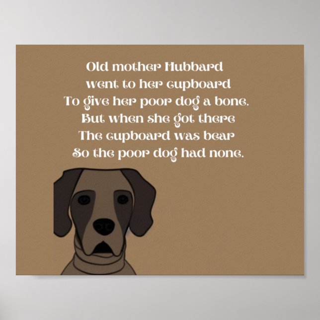 Old Mother Hubbard rhyme cute dog in browns   Poster (Front)