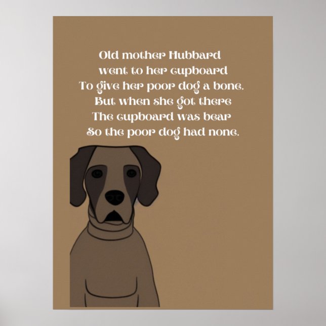 Old Mother Hubbard rhyme cute dog in browns   Poster (Front)