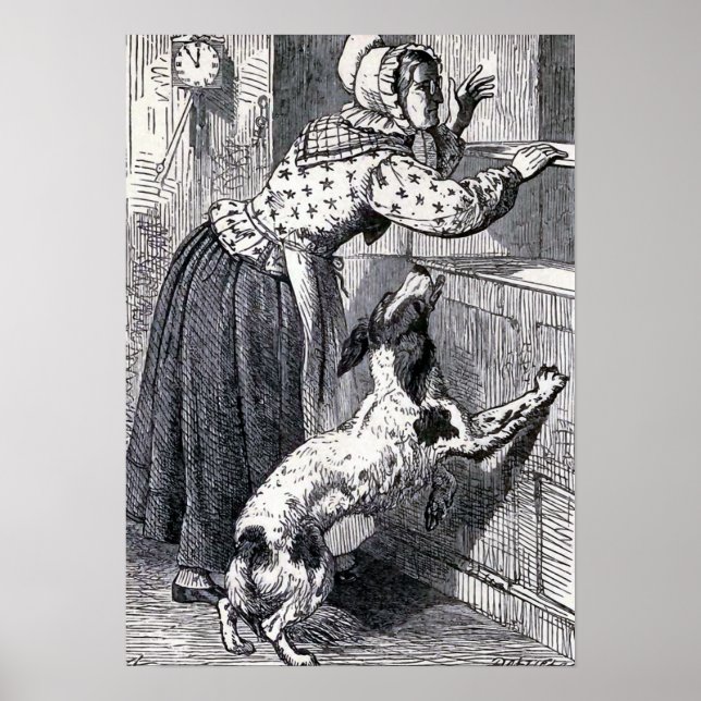 "Old Mother Hubbard" Vintage Illustration Poster (Front)