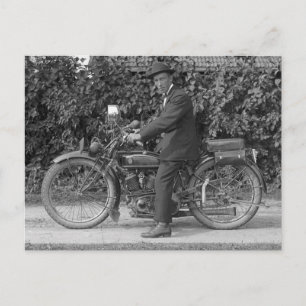 Old motorcycle vintage  photo postcard