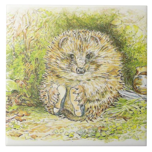 Old Mr Prickly Pin (Hedgehog) (by Beatrix Potter) Ceramic Tile (Front)