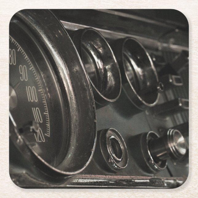 Old Muscle Car Chrysler Dashboard Paper Coaster (Front)