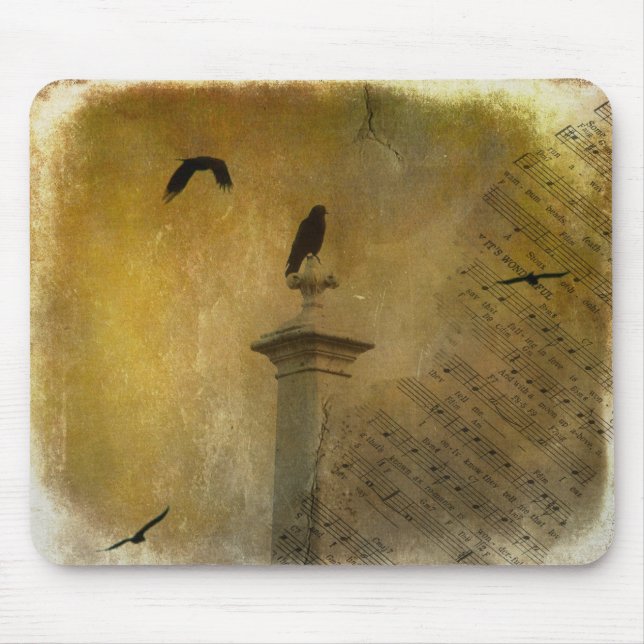 Old Music And Crows Mouse Pad (Front)
