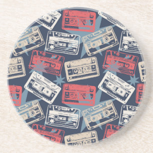 Old Music Cassettes Vintage Seamless Coaster