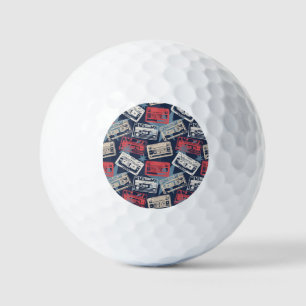 Old Music Cassettes Vintage Seamless Golf Balls