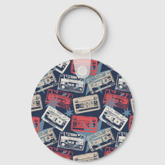 Old Music Cassettes Vintage Seamless Key Ring