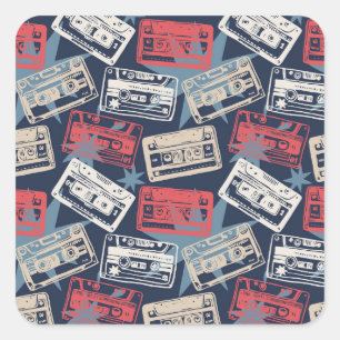 Old Music Cassettes Vintage Seamless Square Sticker
