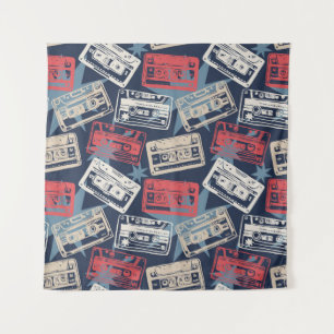 Old Music Cassettes Vintage Seamless Tapestry