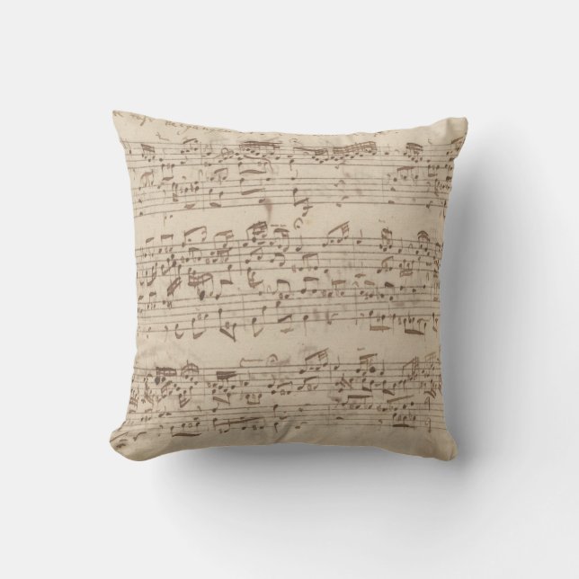 Old Music Notes - Bach Music Sheet Cushion (Front)