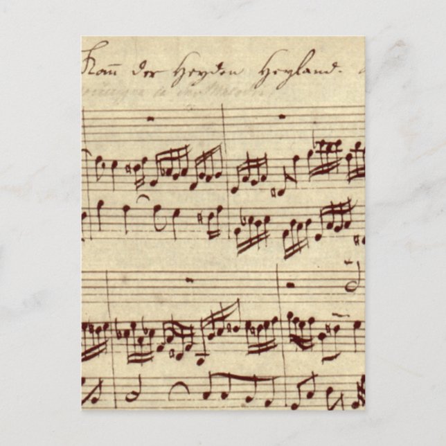 Old Music Notes - Bach Music Sheet Postcard (Front)