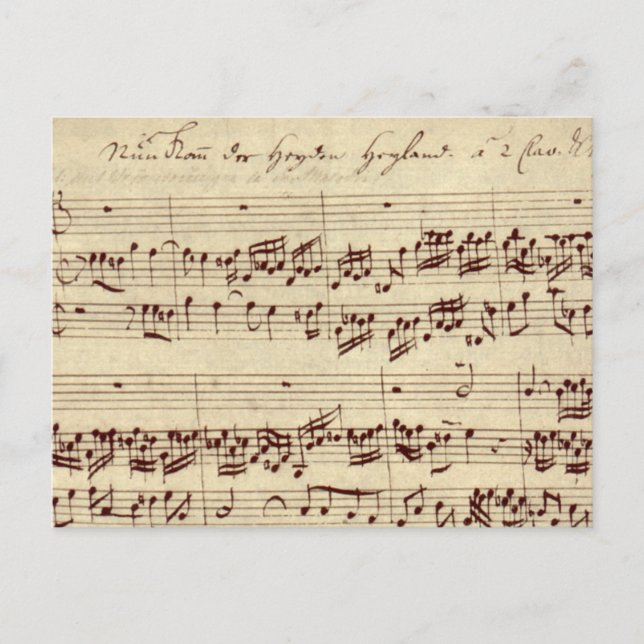 Old Music Notes - Bach Music Sheet Postcard (Front)