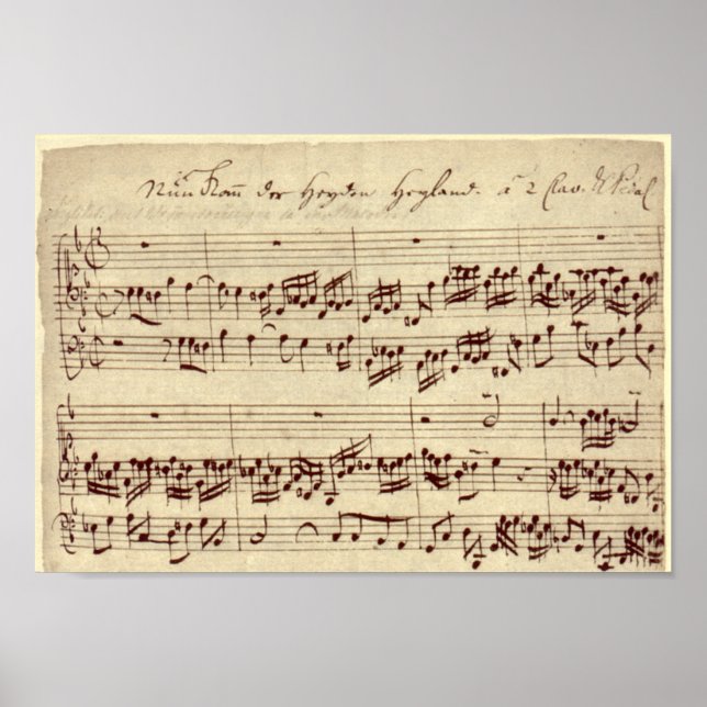Old Music Notes - Bach Music Sheet Poster (Front)