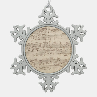 Old Music Notes - Bach Music Sheet Snowflake Pewter Christmas Ornament