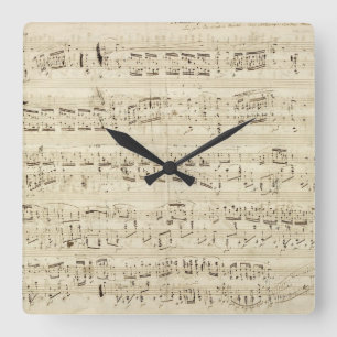 Old Music Notes - Chopin Music Sheet Square Wall Clock