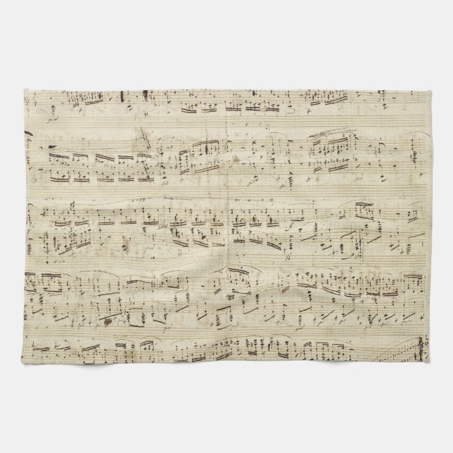 Old Music Notes - Chopin Music Sheet Tea Towel (Horizontal)