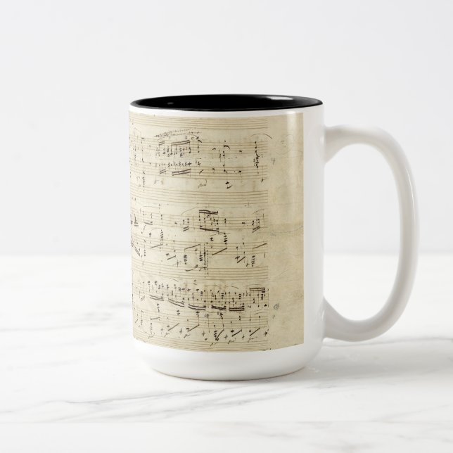 Old Music Notes - Chopin Music Sheet Two-Tone Coffee Mug (Right)