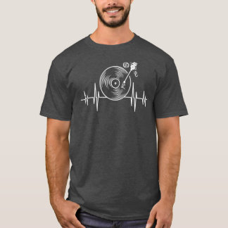 Old Music Vinyl Record Heartbeat Disc Musician T-Shirt