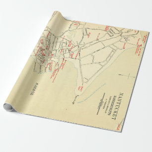Old Nantucket MA Town Map (1905)  Wrapping Paper
