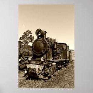 Old narrow-gauge steam engine Gr-269 Poster