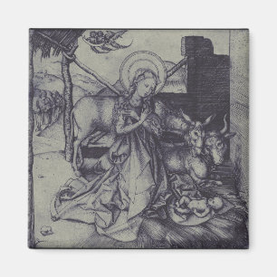 Old Nativity scene og Jesus Christ Magnet