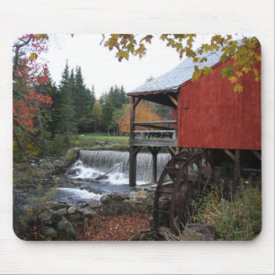 Old New England Mill, in the fall Mouse Pad