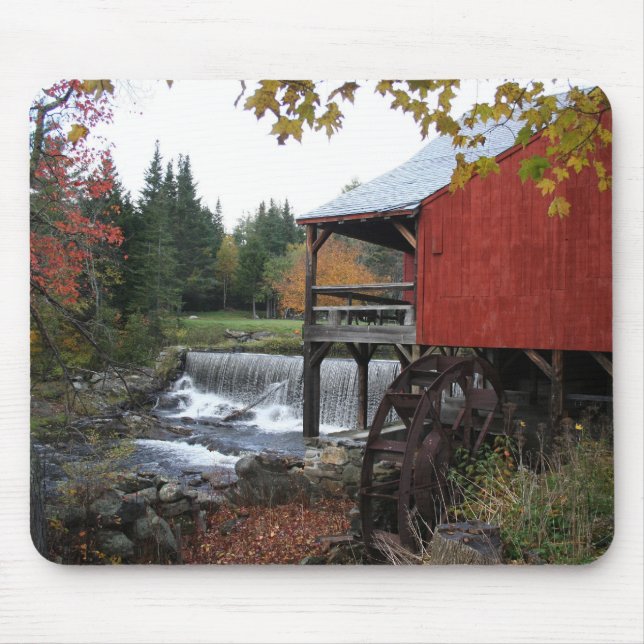 Old New England Mill, in the fall Mouse Pad (Front)