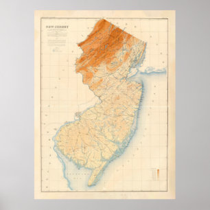 Old New Jersey Geological Map (1888)  Poster