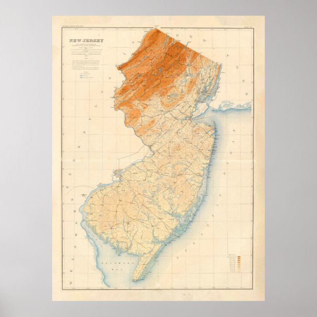 Old New Jersey Geological Map (1888)  Poster (Front)