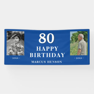 Old New Photo 80th Birthday Party Banner