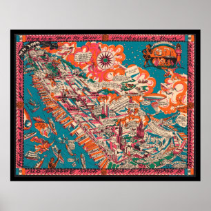 Old New York City Pictorial Map (1925)  Poster