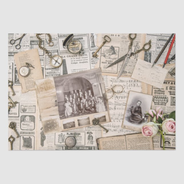 old newspaper (collection) Tissue Paper (Front)