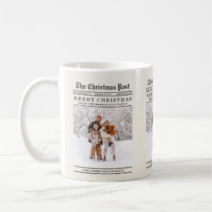 Old Newspaper Style Christmas Greeting Card Coffee Mug