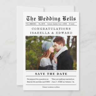 Old Newspaper Style Wedding Save the Date