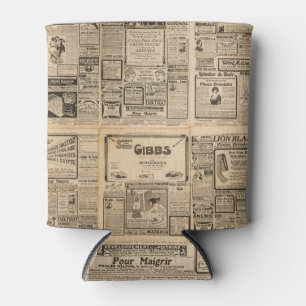 Old newspaper: vintage paper background. can cooler
