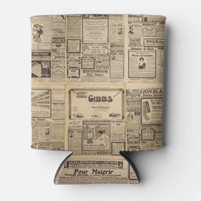 Old newspaper: vintage paper background. can cooler (Front)