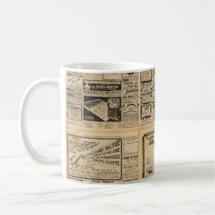 Old newspaper: vintage paper background. coffee mug