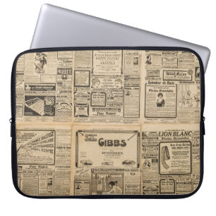 Old newspaper: vintage paper background. laptop sleeve