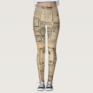 Old newspaper: vintage paper background. leggings