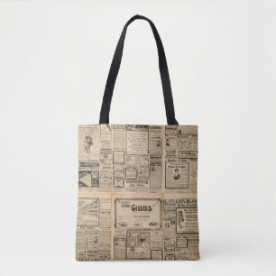 Old newspaper: vintage paper background. tote bag