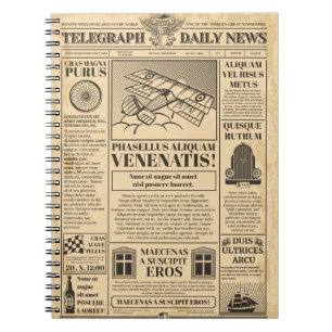Old newspaper vintage. Retro newsprint with text a Notebook