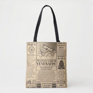 Old newspaper vintage. Retro newsprint with text a Tote Bag