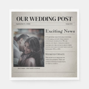 Old Newspaper Wedding Engagement Party Napkin