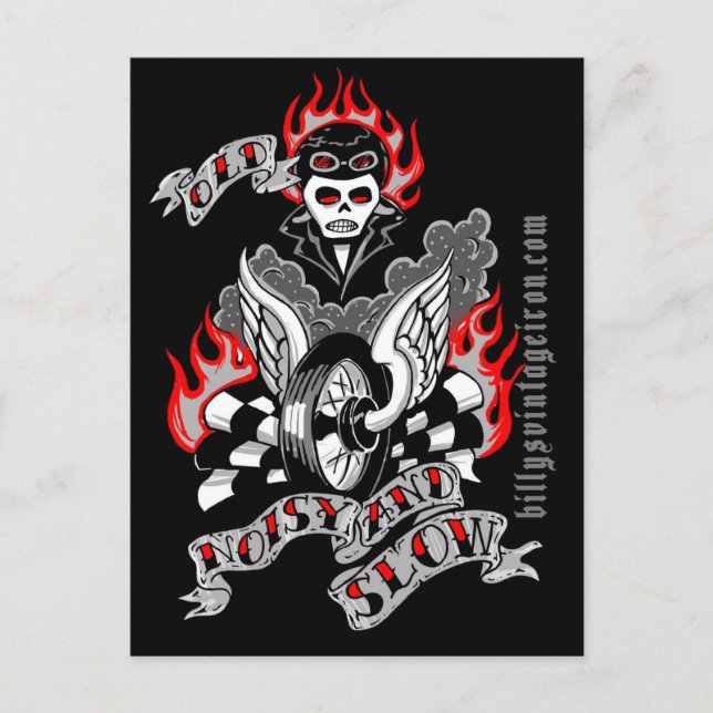 Old, Noisy & Slow (colour) Postcard (Front)