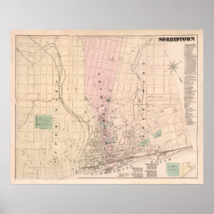 Old Norristown PA Map (1871)  Poster