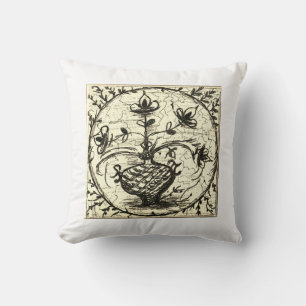 Old North German tile,vintage ceramic tile Cushion