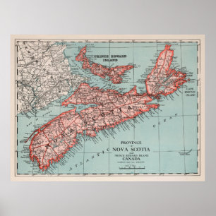 Old Nova Scotia Canada Map (1925) Poster