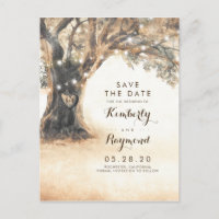 Old Oak Tree and Carved Heart Save the Date