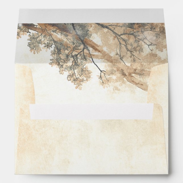 Old Oak Tree Branches Rustic Wedding Envelopes (Back (Bottom))