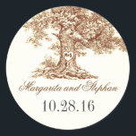 Old oak tree wedding stickers<br><div class="desc">Carved old tree romantic wedding stickers - seals for your wedding postage and favours.</div>