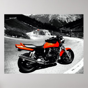 old orange motorbike poster
